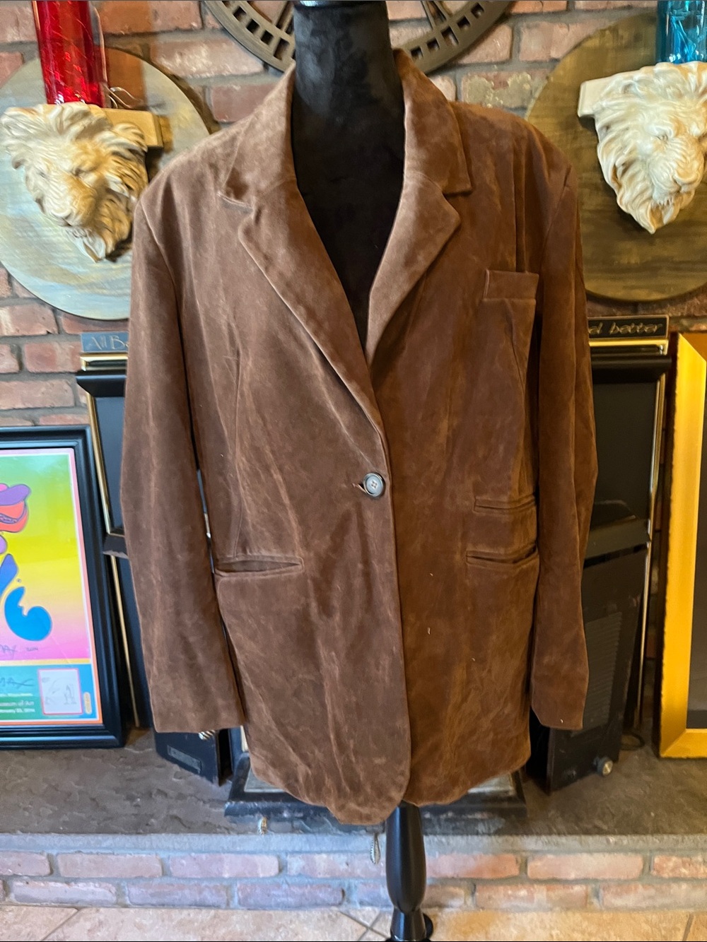 We The Free Chocolate Brown Suede Blazer